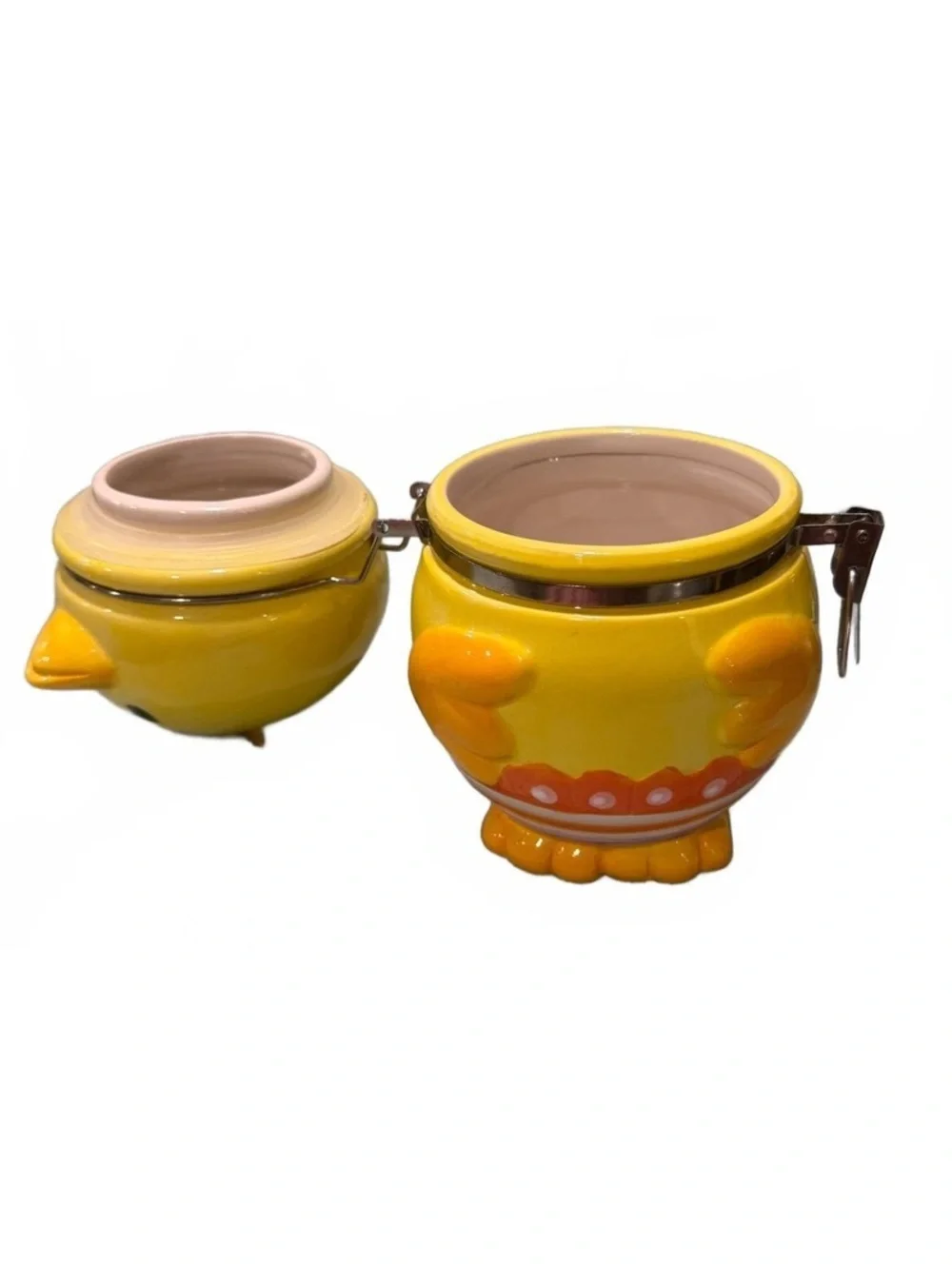 Ceramic Yellow Baby Chick Boston Warehouse Hinged Locking Lid Canister/Jar